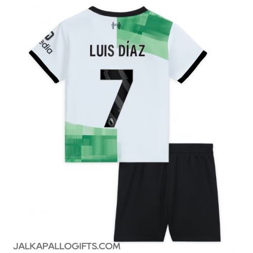 Liverpool Luis Diaz #7 Vieras Peliasu Lasten 2023-24 Lyhythihainen (+ Lyhyet housut)